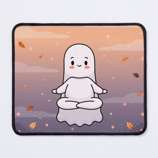 Item preview, Cozy Ghost Doing Yoga — Cute Halloween designed and sold by FrostyFrisby.