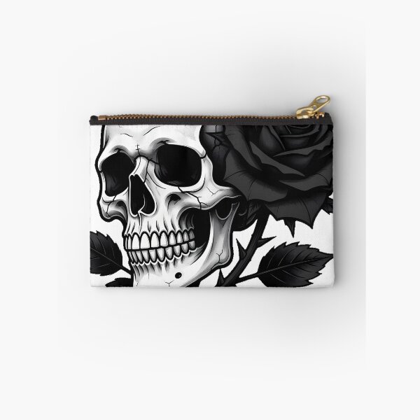 Item preview, Skull and Black Rose Tattoo Flash designed and sold by IllumeInk.