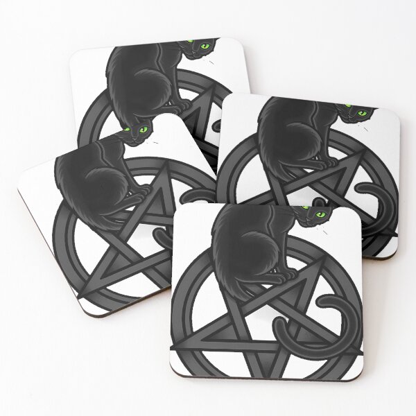Item preview, Black Cat with Pentagram Tattoo Flash designed and sold by IllumeInk.
