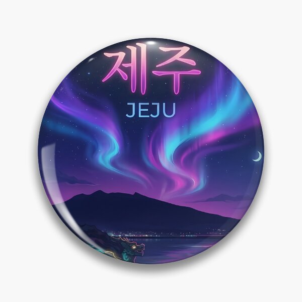 Item preview, Neon Jeju Nights: Hallasan & Dol Hareubang Dreamscape designed and sold by SOOstudio73.