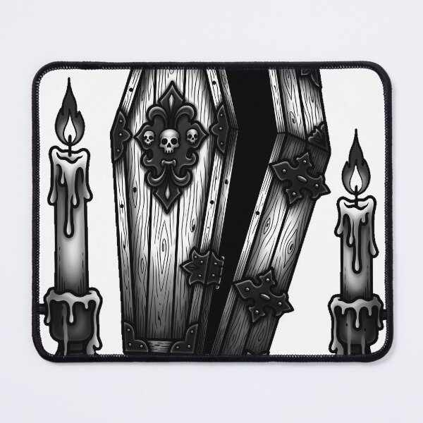 Item preview, Coffin with Candles Tattoo Flash designed and sold by IllumeInk.