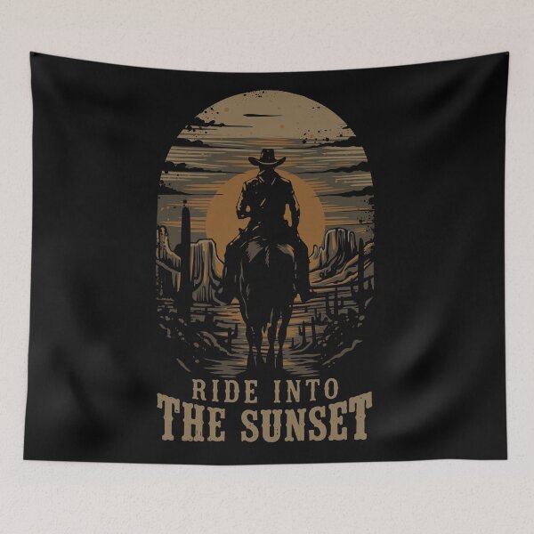 Item preview, Ride Into The Sunset Cowboy Western Desert Vintage T-Shirt designed and sold by phsycartwork.