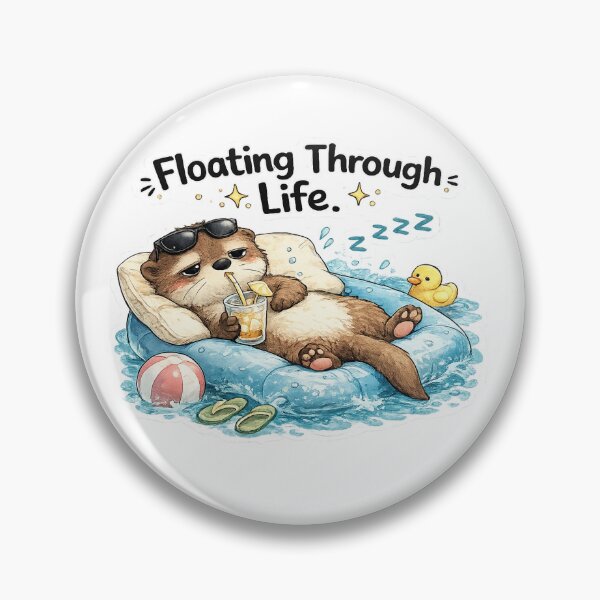 Item preview, Floating Through Life Otter Sticker | Cute Summer Otter Meme designed and sold by Doodle ⭐⭐⭐⭐⭐.