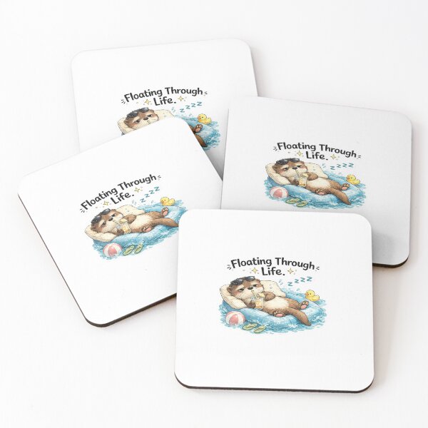 Item preview, Floating Through Life Otter Sticker | Cute Summer Otter Meme designed and sold by Doodle ⭐⭐⭐⭐⭐.