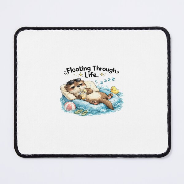 Item preview, Floating Through Life Otter Sticker | Cute Summer Otter Meme designed and sold by Doodle ⭐⭐⭐⭐⭐.