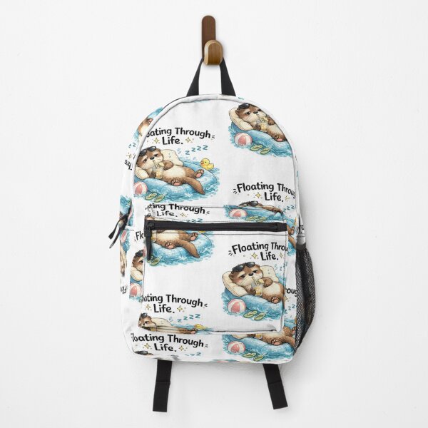 Item preview, Floating Through Life Otter Sticker | Cute Summer Otter Meme designed and sold by Doodle ⭐⭐⭐⭐⭐.