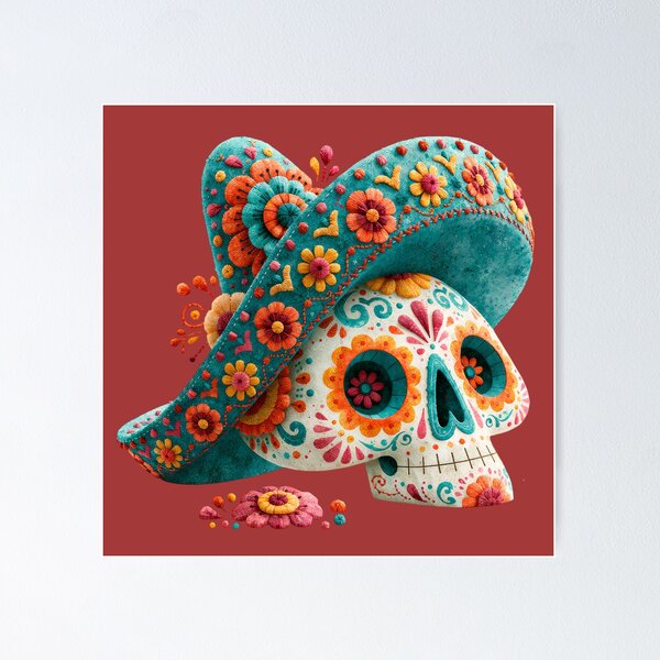 Item preview, Dia de Muertos Sugar Skull Sombrero | Mexican Folk Art designed and sold by MythicMood.