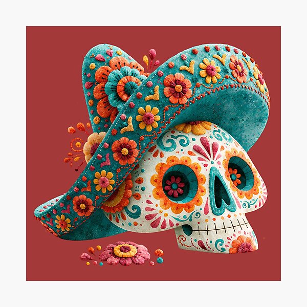 Item preview, Dia de Muertos Sugar Skull Sombrero | Mexican Folk Art designed and sold by MythicMood.