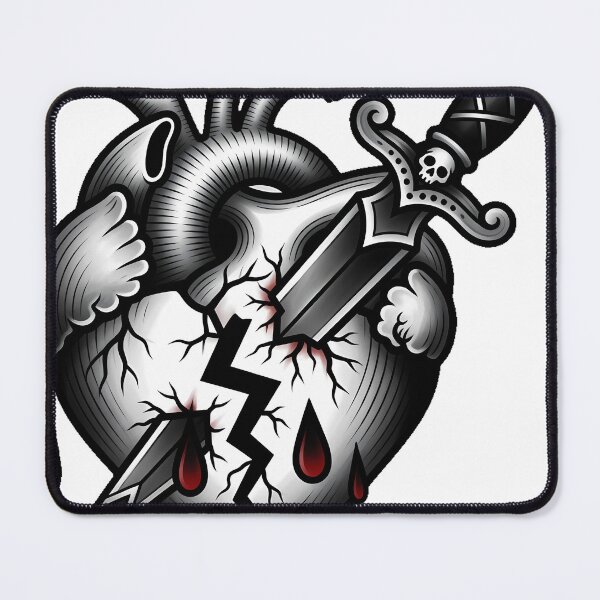Item preview, Broken Heart with Dagger Tattoo Flash designed and sold by IllumeInk.