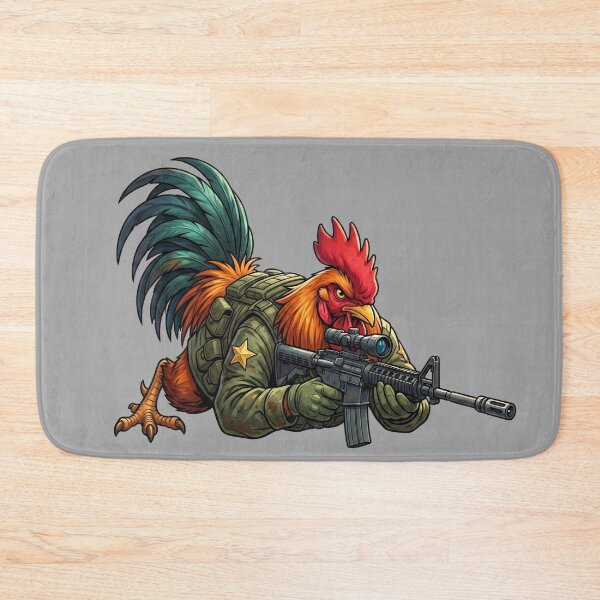 Item preview, Badass Sniper Rooster Soldier Prone Shooting Combat Chicken designed and sold by BreezifyDesignStudio.
