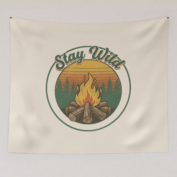 Item preview, STAY WILD - Vintage Campfire Forest Retro Adventure designed and sold by Zazz Lee.