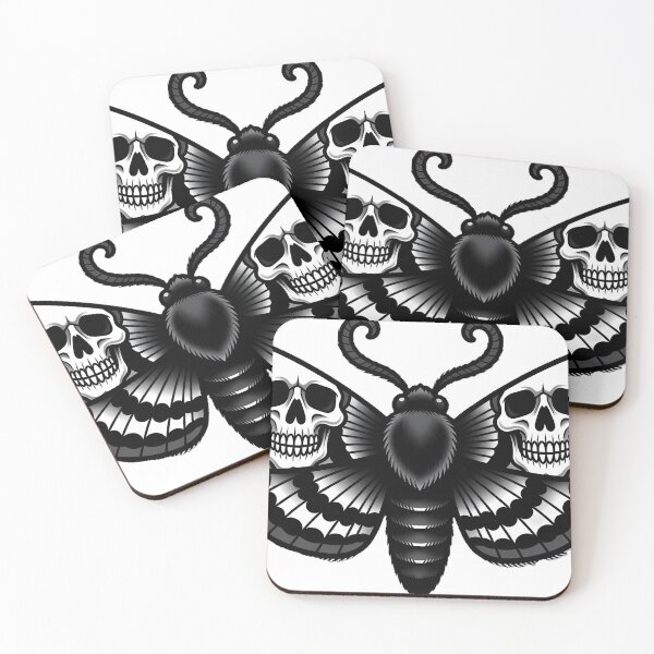 Item preview, Moth with Skull Wings Tattoo Flash designed and sold by IllumeInk.