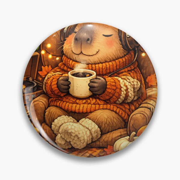 Item preview, Cozy Music Lover Capybara | Cute Autumn Illustration designed and sold by Cozy Art for Cozy Souls.