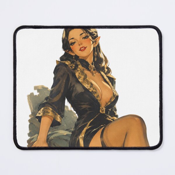 Item preview, Elegant Dark Elf Pin Up Girl | Fantasy Gothic Original Illustration designed and sold by Cosplayvintage.