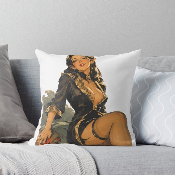 Item preview, Elegant Dark Elf Pin Up Girl | Fantasy Gothic Original Illustration designed and sold by Cosplayvintage.