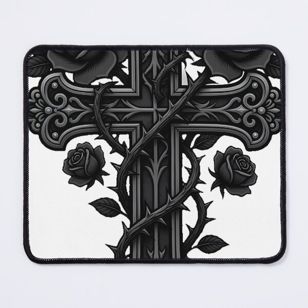 Item preview, Cross with Climbing Roses Tattoo Flash designed and sold by IllumeInk.