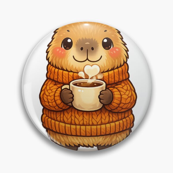 Item preview, Minimal Cozy Capybara with Coffee | Cute Kawaii Illustration designed and sold by Cozy Art for Cozy Souls.