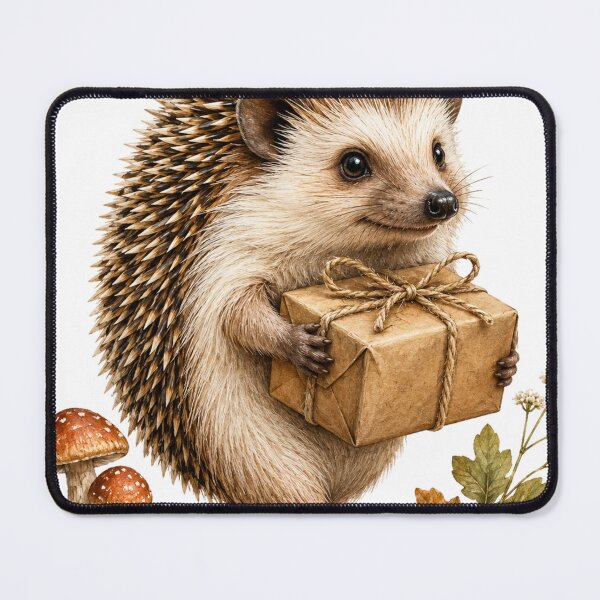 Item preview, Forest Parcel Hedgehog Woodland Delivery Art designed and sold by Mosslume Studio.