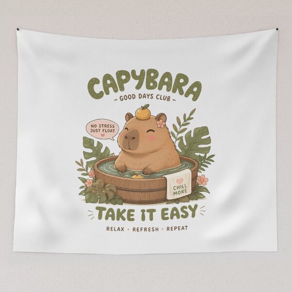 Item preview, Capybara cute kawaii spa relaxation designed and sold by Sixtinebzh.
