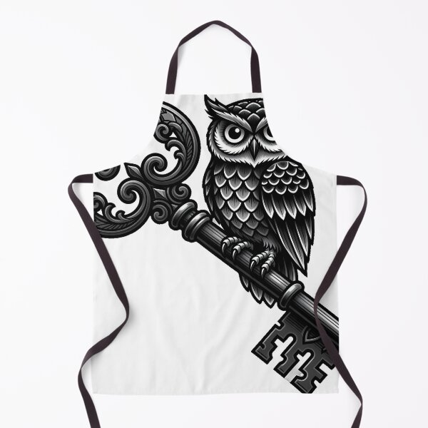 Item preview, Owl with Skeleton Key Tattoo Flash designed and sold by IllumeInk.