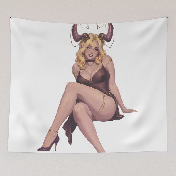 Item preview, Demoness Pin Up Girl | Dark Fantasy Succubus Original Gothic Illustration designed and sold by Cosplayvintage.