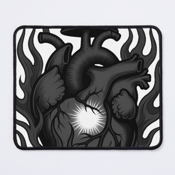 Item preview, Flaming Gothic Heart Tattoo Flash designed and sold by IllumeInk.