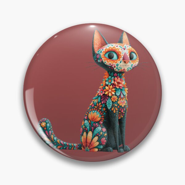 Item preview, Dia de Muertos Sugar Skull Cat | Mexican Folk Art Illustration designed and sold by MythicMood.