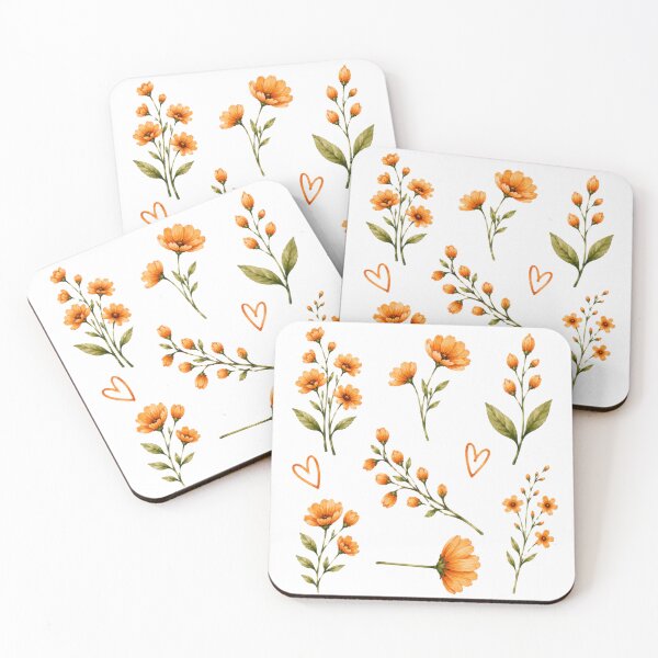 Item preview, Kawaii Orange Flowers Set  designed and sold by madebyjulia7.