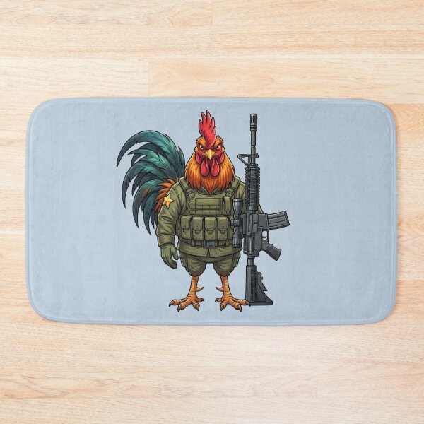 Item preview, Badass Tactical Rooster Soldier Standing At Attention Mascot designed and sold by BreezifyDesignStudio.