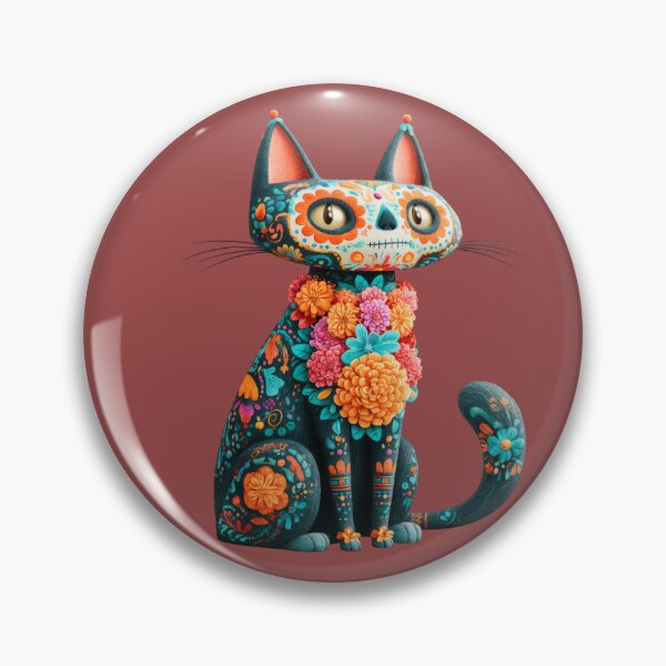 Item preview, Dia de Muertos Sugar Skull Cat | Mexican Folk Art Illustration designed and sold by MythicMood.