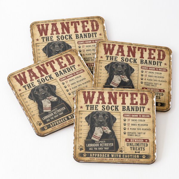 Item preview, Wanted | The Sock Bandit | Funny Labrador Retriever T-Shirt designed and sold by Goodthingstree.
