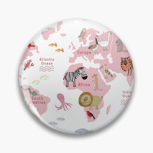 Item preview, Illustrated Pink World Map designed and sold by Carla Daly.