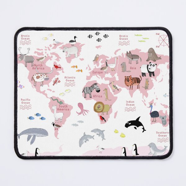 Item preview, Illustrated Pink World Map designed and sold by Carla Daly.