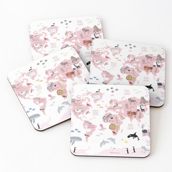 Item preview, Illustrated Pink World Map designed and sold by Carla Daly.