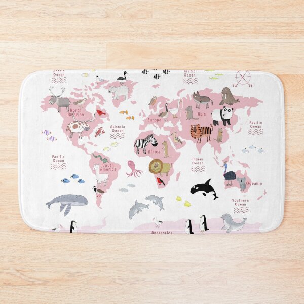 Item preview, Illustrated Pink World Map designed and sold by Carla Daly.