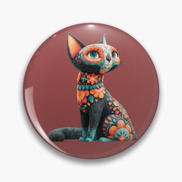 Item preview, Dia de Muertos Sugar Skull Cat | Mexican Folk Art Illustration designed and sold by MythicMood.