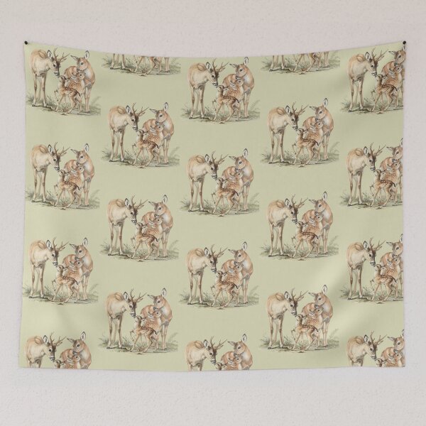 Item preview, Whimsical Deer Family Watercolor Illustration designed and sold by WikaKowalczyk.