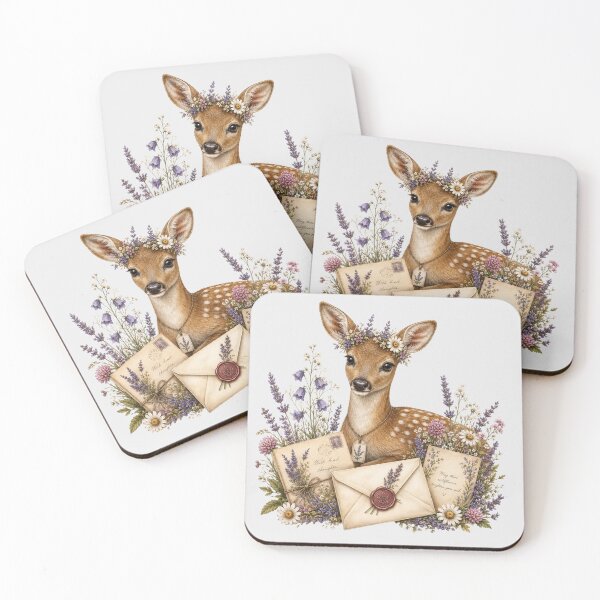 Item preview, Wildflower Correspondence Deer with Botanical Letters designed and sold by Mosslume Studio.