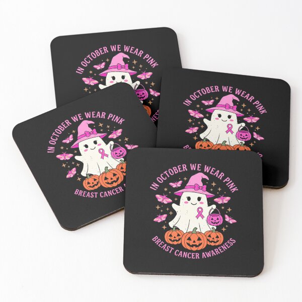 Aperçu de l'œuvre En octobre, on porte du rose pour Halloween ! Fantômes et sorcières mignons et effrayants créée et vendue par HamadaArtivio1.