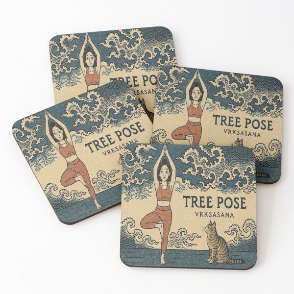 Item preview, Whiskers of Balance! Vrikshasana – Tree Pose Anime Art designed and sold by dawnlotus.