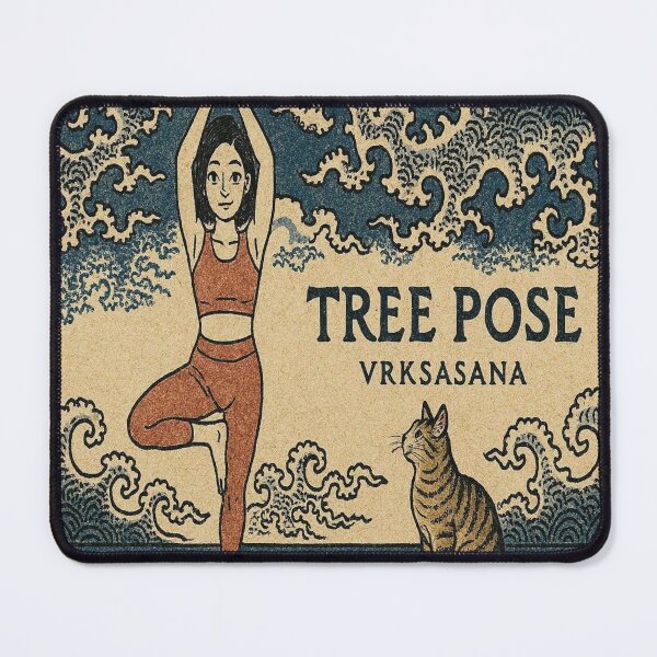 Item preview, Whiskers of Balance! Vrikshasana – Tree Pose Anime Art designed and sold by dawnlotus.