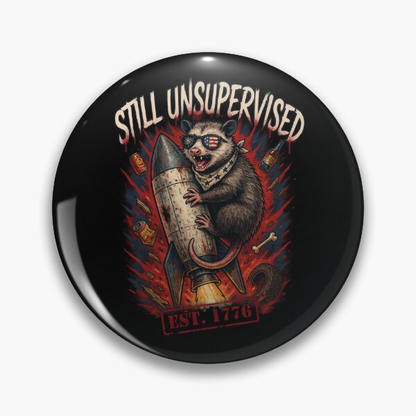 Item preview, Still Unsupervised Trash Possum Rocket Patriotic Tee v1 designed and sold by DarylWelsh2024.