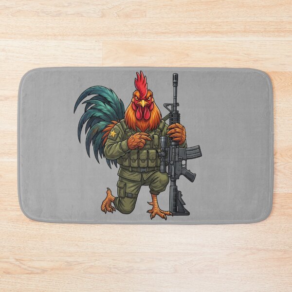 Item preview, Badass Kneeling Rooster Soldier Tactical Combat Chicken Scout designed and sold by BreezifyDesignStudio.