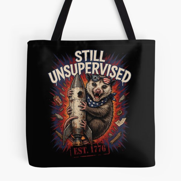 Item preview, Still Unsupervised Trash Possum Rocket Patriotic Tee v3 designed and sold by DarylWelsh2024.