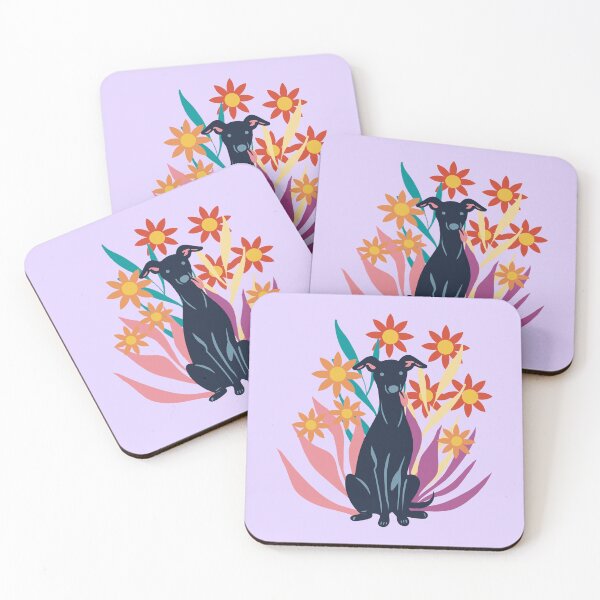 Item preview, Black Floral Italian Greyhound designed and sold by IvysCreativityHouse.