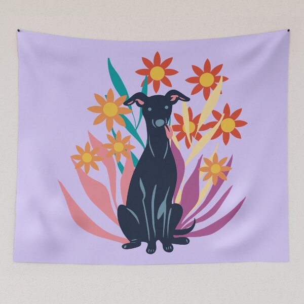 Item preview, Black Floral Italian Greyhound designed and sold by IvysCreativityHouse.