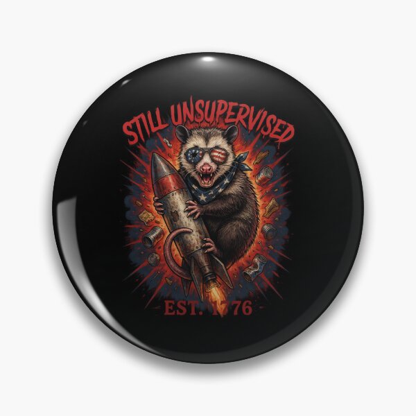 Item preview, Still Unsupervised Trash Possum Rocket Patriotic Tee v4 designed and sold by DarylWelsh2024.