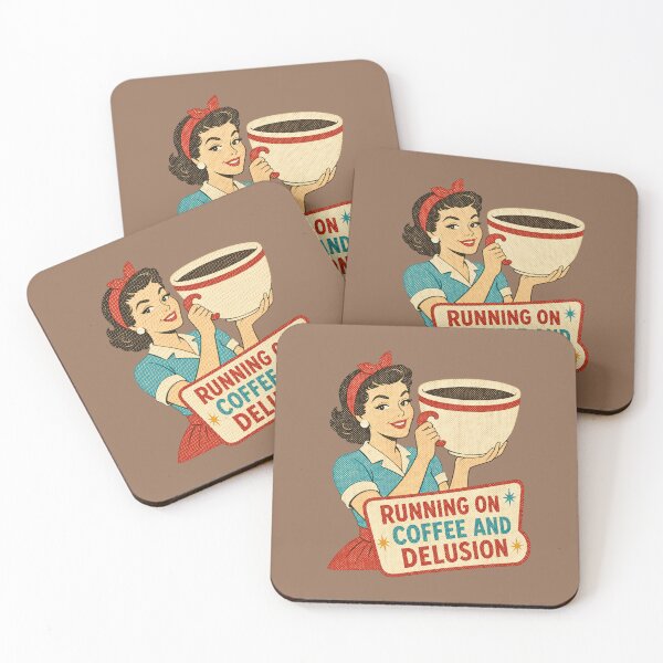 Item preview, Running on Coffee and Delusion | Funny Retro Coffee Lover Vintage Pin Up Design designed and sold by Fernhaven.