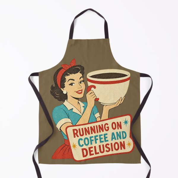 Item preview, Running on Coffee and Delusion | Funny Retro Coffee Lover Vintage Pin Up Design designed and sold by Fernhaven.