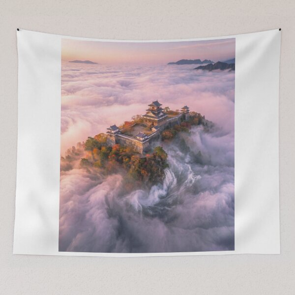 Item preview, Japanese Sky Castle in a Sea of Clouds designed and sold by conohitoAI-ArtGallery.